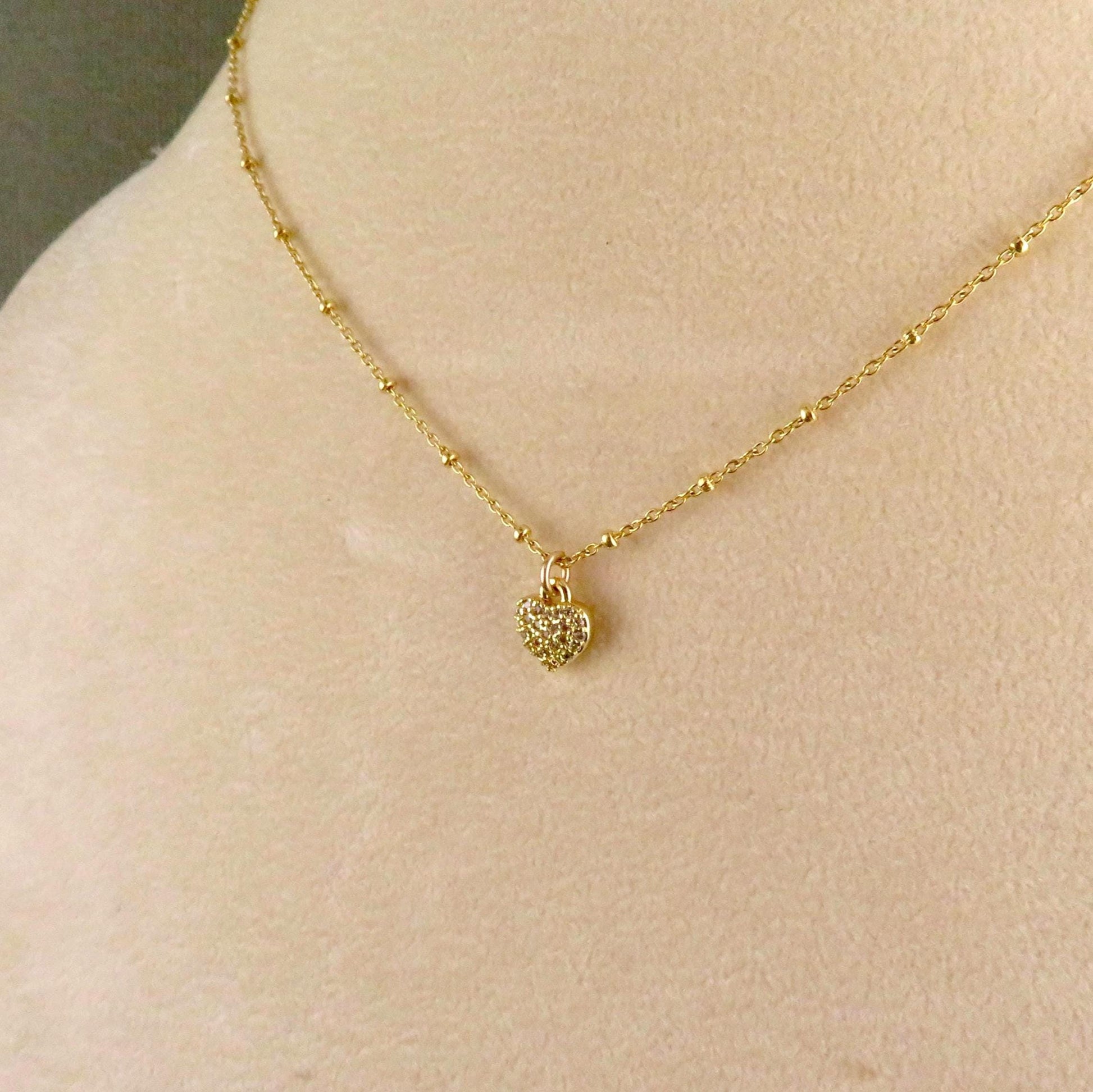 Gold Heart Necklace | Sweet Heart Charm | Gold filled Minimal Heart | Gold CZ Heart Pendant | Heart Necklace Gift