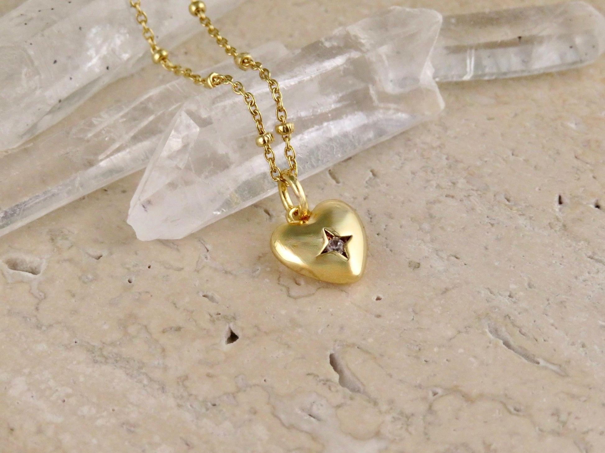 Gold Heart Necklace | Sweet Heart Charm | Gold Minimal Heart | CZ Heart Pendant | Single Heart Necklace Gift