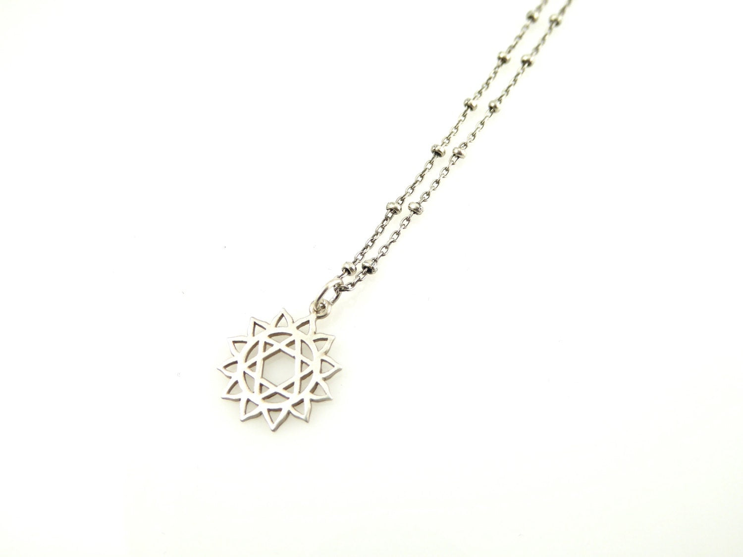 Jewish Star Necklace, Heart Chakra Necklace, Star of David Sun Necklace, Spiritual Necklace, Bat Mitzvah Gift, Judaic Necklace, Magen David