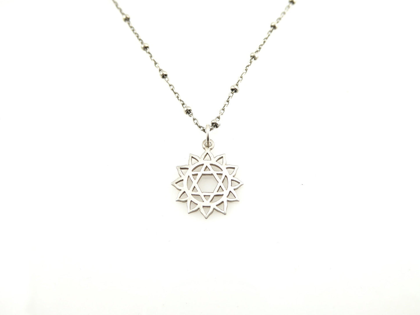 Jewish Star Necklace, Heart Chakra Necklace, Star of David Sun Necklace, Spiritual Necklace, Bat Mitzvah Gift, Judaic Necklace, Magen David
