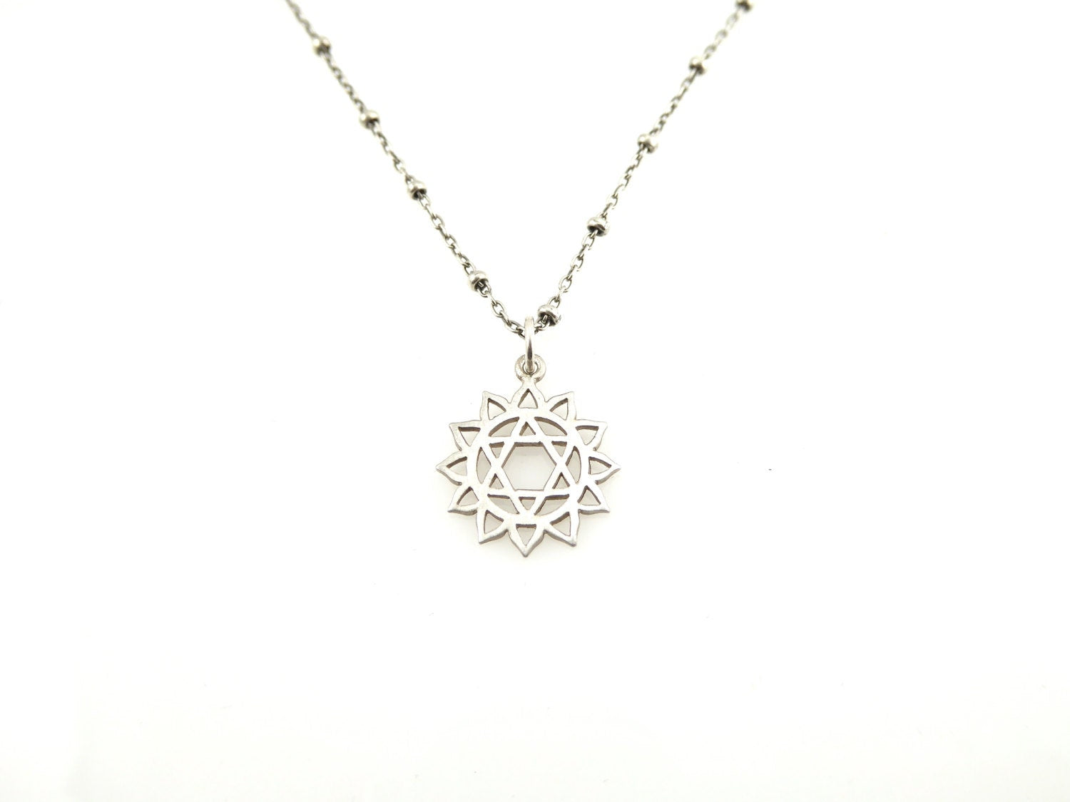 Jewish Star Necklace, Heart Chakra Necklace, Star of David Sun Necklace, Spiritual Necklace, Bat Mitzvah Gift, Judaic Necklace, Magen David