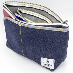 Denim Pouch with Pockets - LG - Luddite - Made in Japan