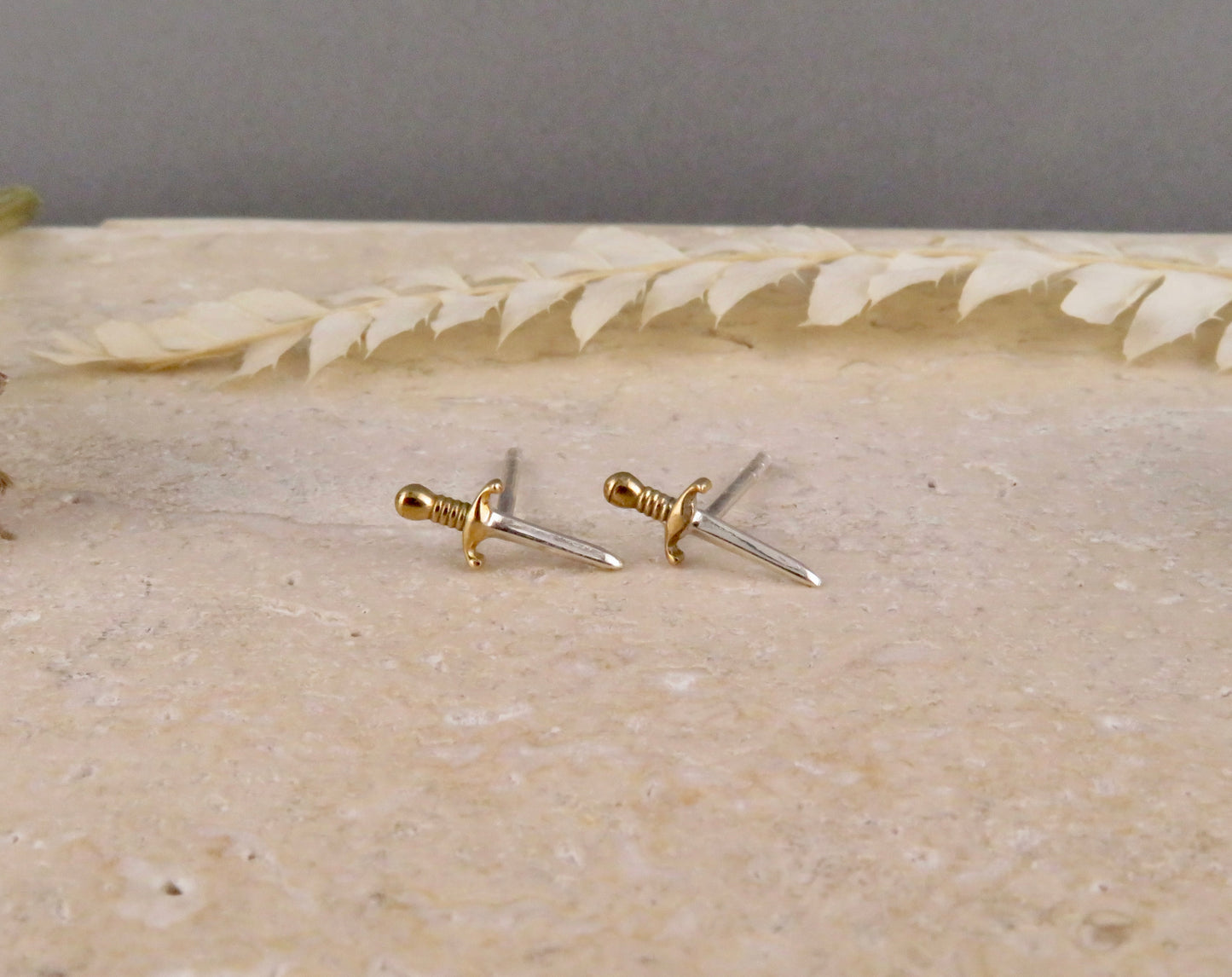 Mixed Metal Dagger Post Earrings