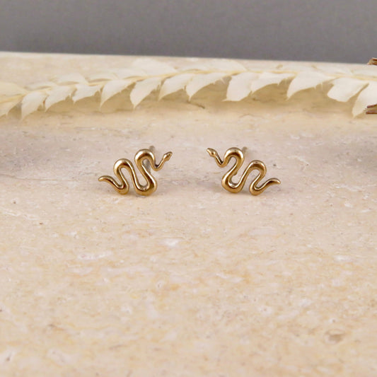Snake Post Earrings - Bronze