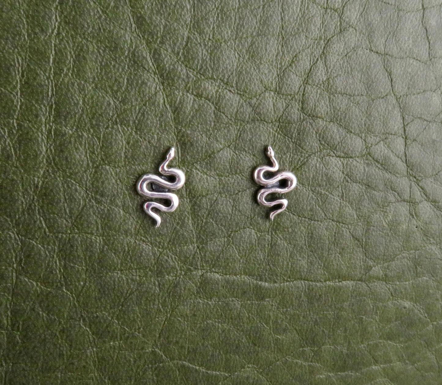 Snake Post Earrings - Silver